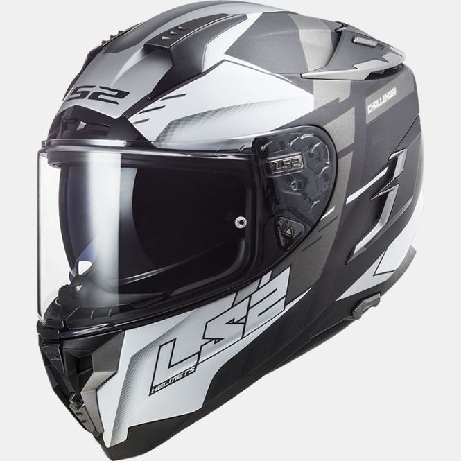 Hovedbilde LS2 FF327 Challenger Allert Matt Titan Sølv glassfiberhjelm med ...