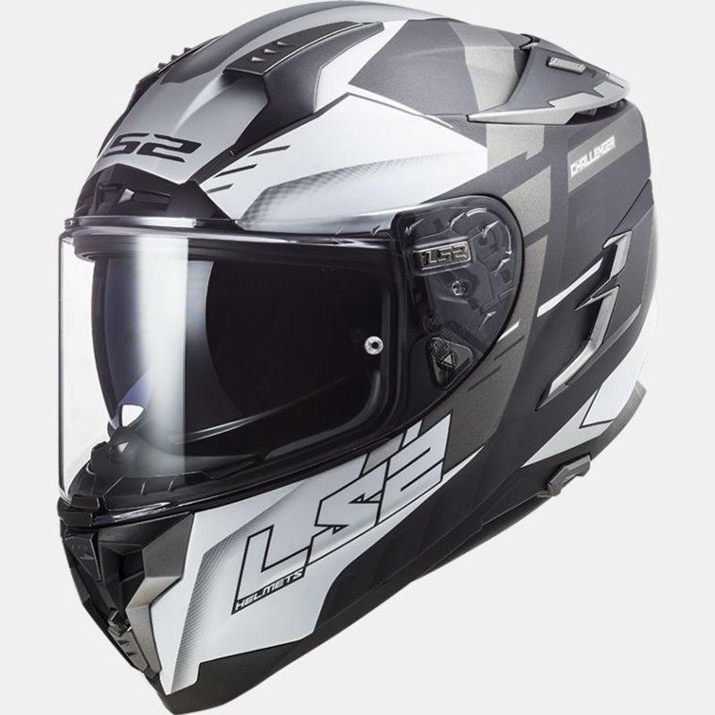 LS2 FF327 Challenger Allert Matt Titan Sølv glassfiberhjelm med solbrille