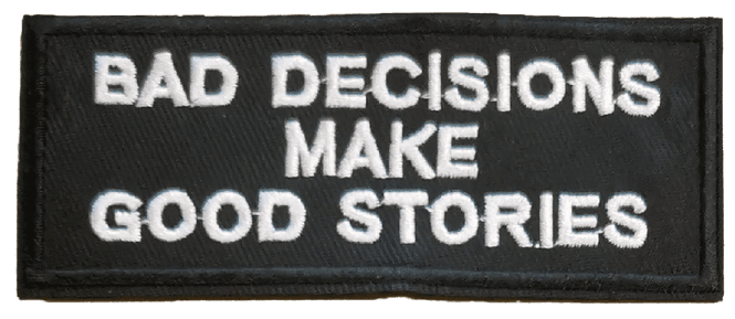 Hovedbilde Patch: Bad decisions make good stories (rect-M) svart/hvit jakke