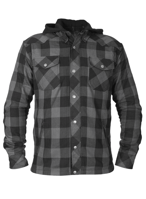 Hovedbilde Bullfighter Flanellskjorte m/Hette Svart/Grå med skli, skulder og ...