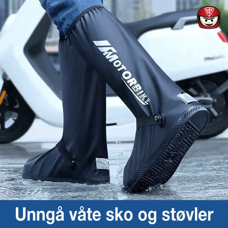 Regnovertrekk for sko og støvler med gummisåle og vanntett glidelås