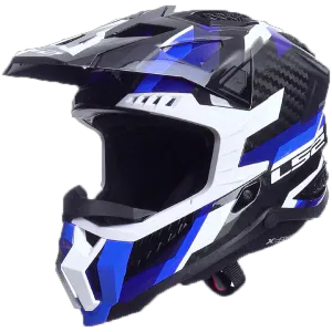 Hovedbilde LS2 MX703 X-Force MX Phantom Bl&aring;/Hvit blank Carbon MX hjelm, 1150gram