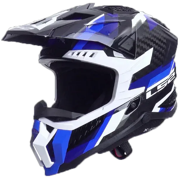 LS2 MX703 X-Force MX Phantom Bl&aring;/Hvit blank Carbon MX hjelm, 1150gram
