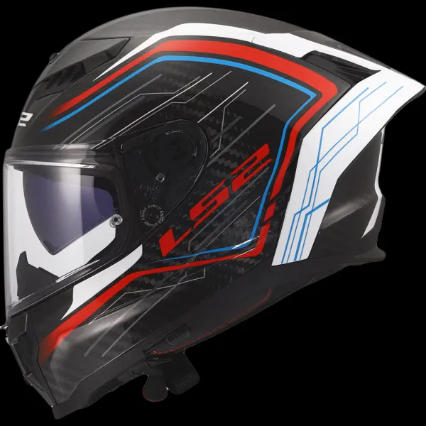 LS2 MC-Hjelm FF807 Dragon Subic Hvit/Bl&aring;/R&oslash;d med solbrille og sotet visir