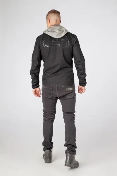 Lindstrands Tekstiljakke Rexbo Gr&aring;/Oransje med mesh lining og glidel&aring;s i rygg