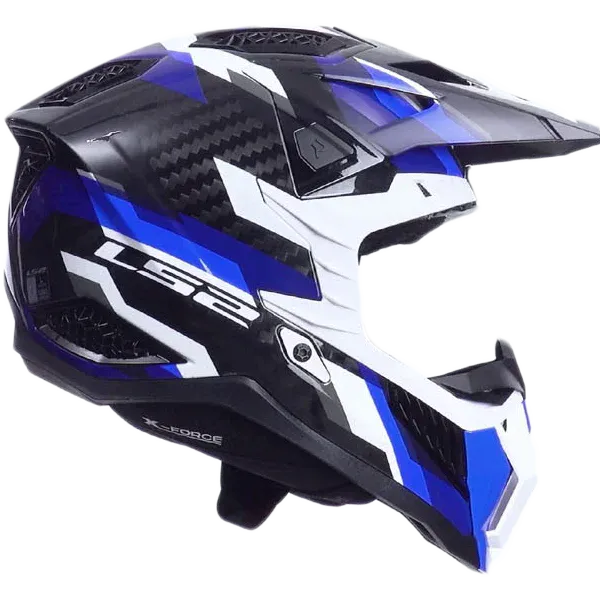 LS2 MX703 X-Force MX Phantom Bl&aring;/Hvit blank Carbon MX hjelm, 1150gram