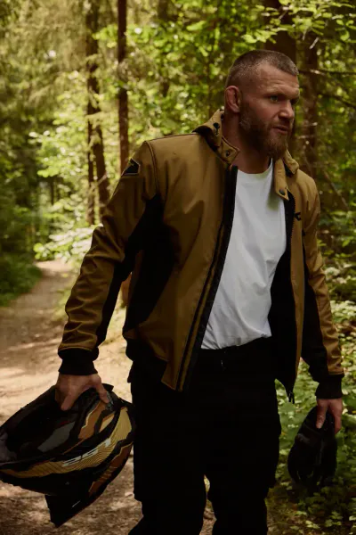 Bullfighter Ghost Softshell MC-Jakke Khaki Brun med AA-skli, skulder og albu -beskyttelse 