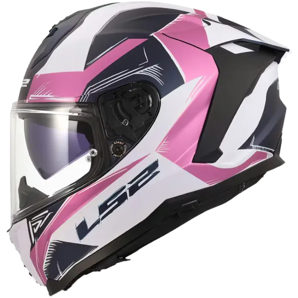 LS2 MC-Hjelm FF817 Challenger II Flaman Hvit/Rosa glassfiberhjelm med solbrille