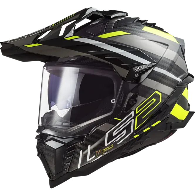 Hovedbilde LS2 MX701 Explorer Edge Glossy Carbon Svart/Gul/Grå