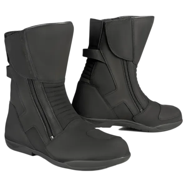 Lindstrands MC-st&oslash;vel Touring 2Z Black skinn, svart, bred modell