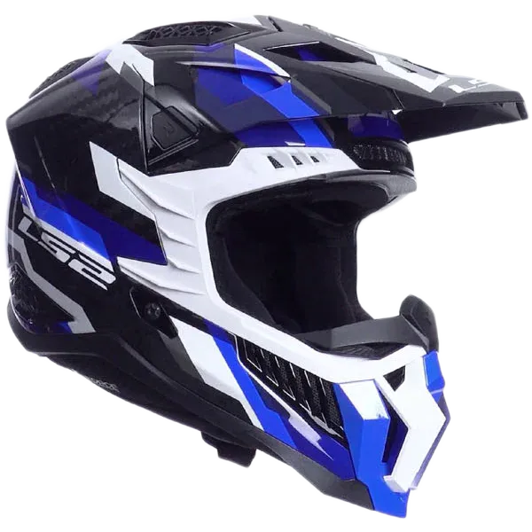 LS2 MX703 X-Force MX Phantom Bl&aring;/Hvit blank Carbon MX hjelm, 1150gram